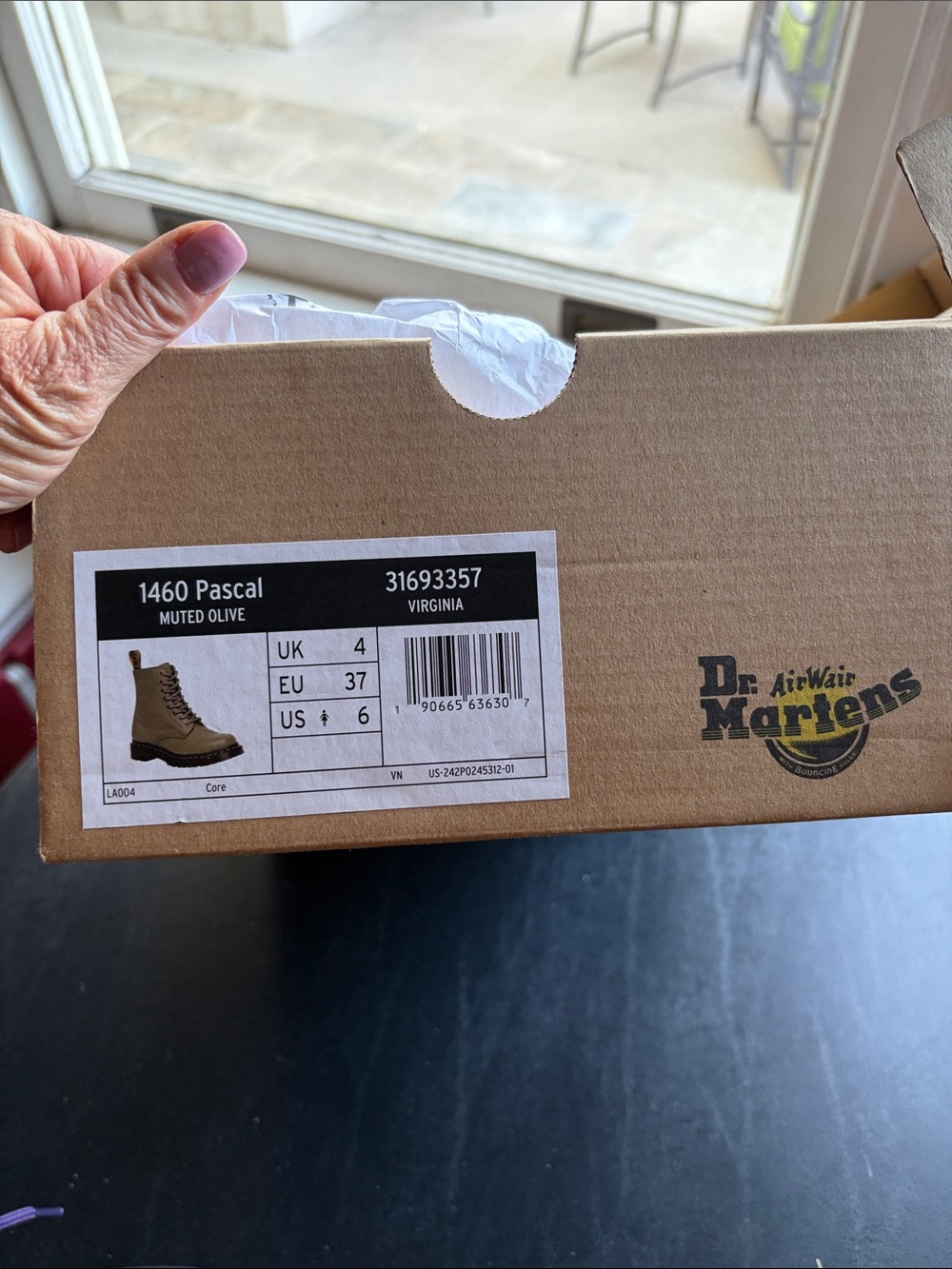 Dr. Martens Purple Combat Boots with Yellow Stitching - Picture 2 of 3